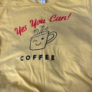 Yes You Can! Vintage Retro Yellow Coffee T Shirt Size Medium